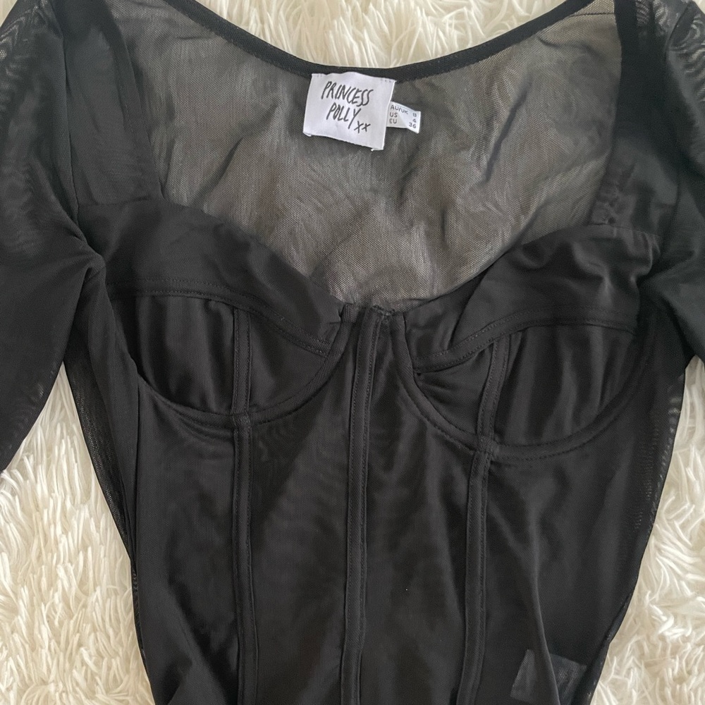 Princess Polly mesh long sleeve bodysuit size small
